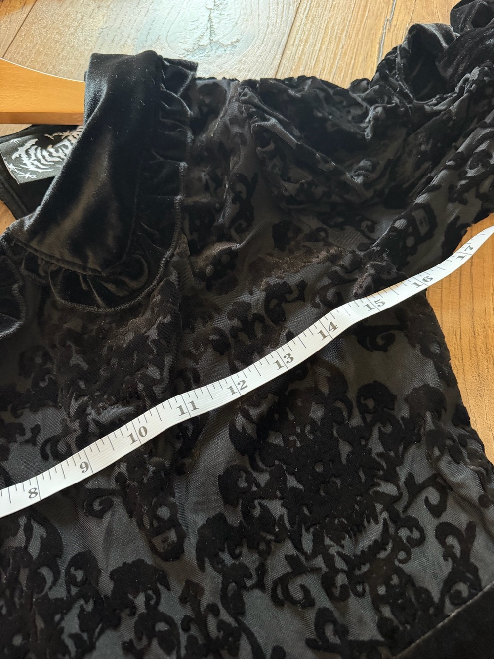 KILLSTAR Black Velvet Damask Skull Pattern Dress - Medium - Gothic Mini - Picture 9 of 9